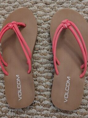 Volcom Coral Pink Strappy Flip Flop Sandals
